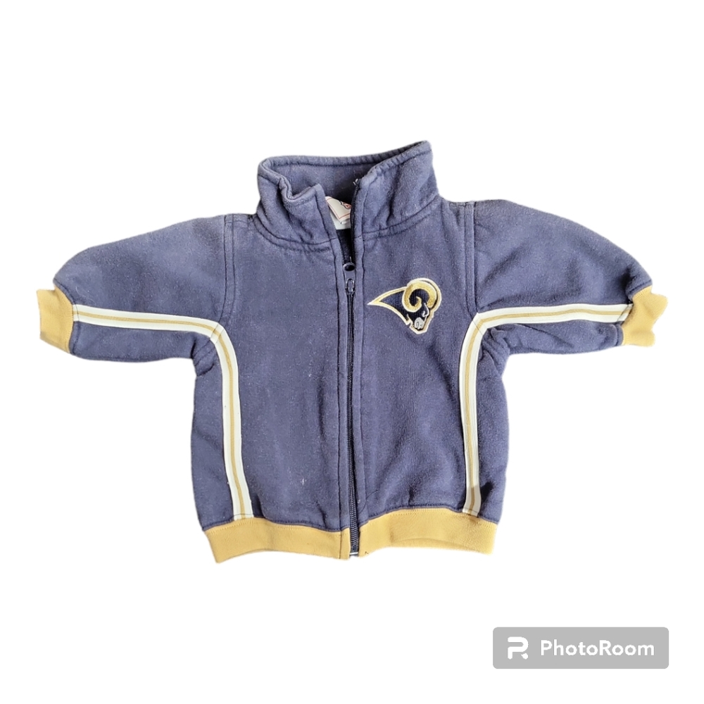 Vintage NFL RAMS Sweatshirt Zip-up Jacket Size 0-3 months-Dark Blue Game Day